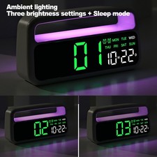 LED Ambientelicht Elektronische Uhr mit Datum Tag und Dual Alarm für Schlafzimmer