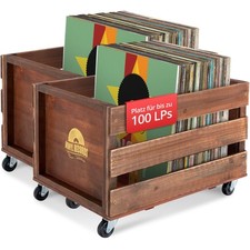 2x Vinyl Schallplattenkasten Holz Vintage Behälter Box Tür 100 Vinyl Bruno
