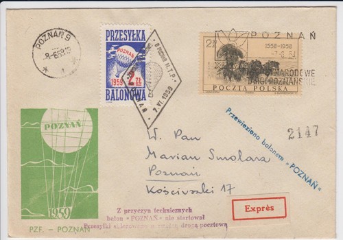 Ballonpost polen 1959 poznan - ballonpost,