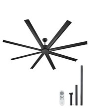 VEVOR 213cm Alu Deckenventilator Ohne Beleuchtung Fernbedienung DC Motor Schwarz