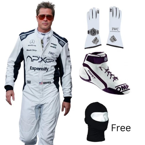 Film weißer rennoverall - f1,