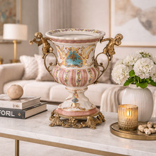Vase aus Porzellan & Bronze