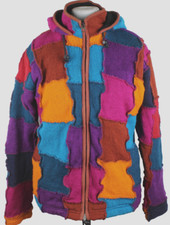 Himalaya Patchwork Strickjacke,100% Wolle,dick gefüttert Gr.L (42/44) sehr gut