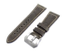 Handgefertigtes  26 mm Echt Leder Uhrenarmband grey used H-Naht PAM