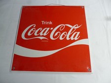 Coca Cola Schild Blech ca. 70er Jahre ( wahrscheinlich kein Email ) 40x40cm Topp