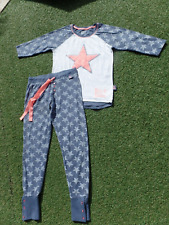 * Rise & Shine* Schlafanzug* Pyjama* blau/weiß*neonpink/Sterne* Gr.S*