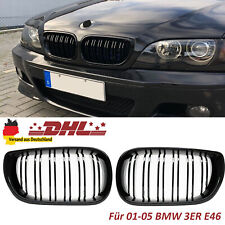 Kühlergrill Grill Nieren für BMW 3ER E46 Limo Touring 01-05 Doppelsteg Schwarz