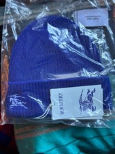 Burberry gerippte Kaschmir Beanie Mütze - Brandneu mit Etikett - Ritterblau