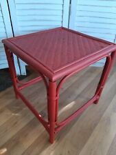 Beistelltisch Couchtisch Tisch Holz/ Rattan Vintage Shabby Kreidefarbe Rot  Top 