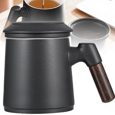 Teetasse mit Sieb und Deckel Holzgriff Keramik Tee Becher Teeglas Porzellan Set