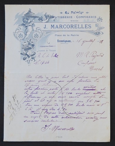 Rechnung frontignan 1928 - frontignan,