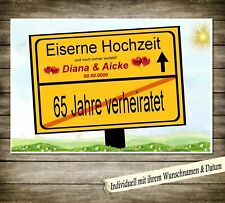 Schild Geschenk Individuell zum Hochzeitstag 65 Jahre Ehe Eiserne Hochzeit