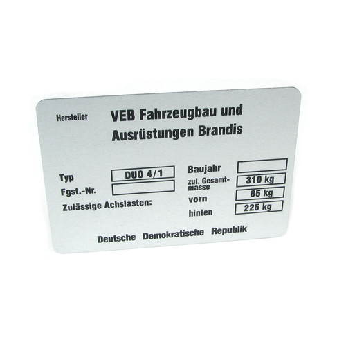 Typenschild für simson duo - typenschild,