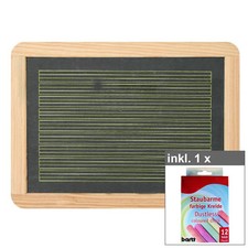 Schiefertafel Kreidetafel mit Linien ca 30 x 22 cm inkl. 12er Set farbige Kreide