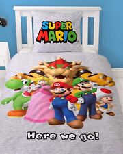 Nintendo Super Mario & Friends FLANELL/BIBER Kinder-Bettwäsche 80x80+135x200 cm