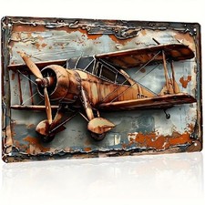 Blechschild Flugzeug Doppeldecker 30x20cm Retro Nostalgie Vintage TEL1637