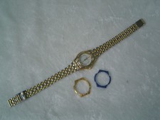 Damen Armbanduhr - Edelstahl - bicolor - verstellbar - 21 cm - 3 Lünetten