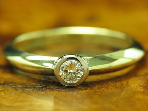 Bicolor diamant ring 14kt - diamant, /