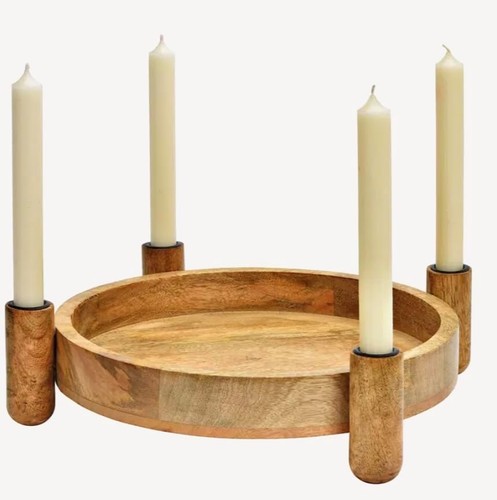 Adventskranz aus mangoholz - adventskranz,