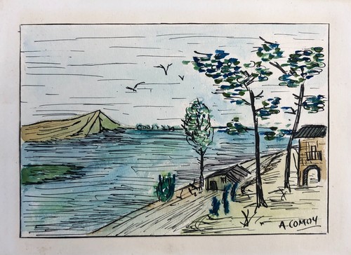Seelandschaft düne aquarell - seelandschaft,, düne,