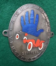 Alte Autoplakette AGRIPPINA VERSICHERUNGEN um 1950, Oldtimer