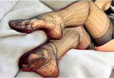 5DEN  100 % Nylon Strümpfe nicht dehnbar Gr. M Zehen/Ferse gepunktet