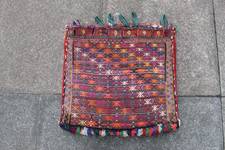 Antik Handgefertigt Traditionell Orientalisch Wolle Rot Orange Kelim Bag 56x56cm