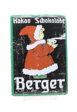 Berger Kakao Schokolade Emailschild Wandschild Schild Werbung Vintage alt H 14,5