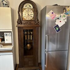 Winterhalter Röhrengong Standuhr Sekundenpendel Mondphase Antik Eiche Pendeluhr