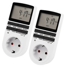 2Stück Digitale Zeitschaltuhr Steckdosen Timer Wochenzeitschaltuhr 24Std 10Prog.