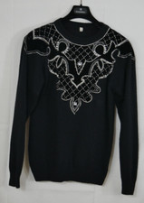 ANGORA + SCHURWOLLE Eleganter Edel Pullover Schwarz Glitzer Größe 36/38 TOP!