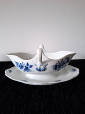 Meissen Porzellan Sauciere, Blumen Insekten-Blaumalerei,  1.Wahl