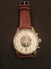 Neu!1.St"Atlas"He.Armbanduhr 4cmx25cm Edelstahl braun Leder Quarz ohne Batterien