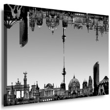 LEINWAND BILD BERLIN WANDBILD XXL BILD GERAHMT KUNSTDRUCK SCHWARZ WEIß 5769-c