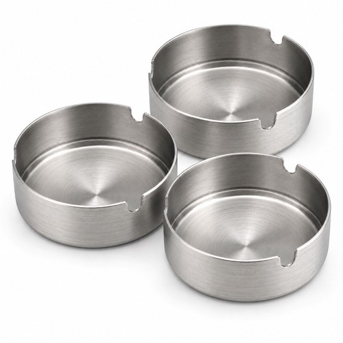 3er set edelstahl aschenbecher - set,