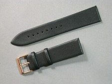 echt Leder Uhrenarmband Schwarz Seidenmatt Nahtlos 22mm vergoldete Schließe 8155