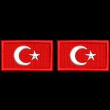 2x TÜRKEI FLAGGE FAHNE mit KLETT Aufnäher Patch gestickt je (4x2,5cm)