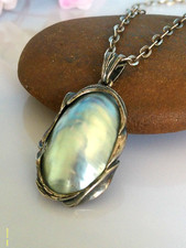 Phantastischer großer Anhänger Silber 925, Modernist, Mabe Perle, Kette 835