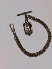 Antike Taschenuhrenkette silberfarben m. Anhänger 24cm Uhrenkette