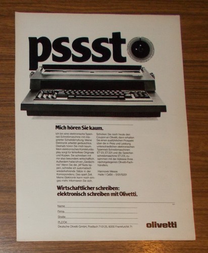 Seltene werbung olivetti - olivetti, et