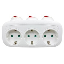 Mehrfachstecker 3 Fach Adapterstecker mit Schalter Schuko Stecker Doppelstecker