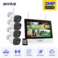 ANNKE WLAN 3MP Funk Überwachungskamera 7'' Monitor 2-Wege-Audio Kamera 4CH NVR