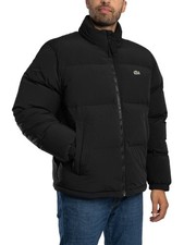 Lacoste Herren Wasserabweisende Daunenjacke mit Kapuze, Schwarz