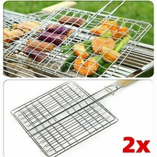 Edelstahl BBQ Grillguthalter Grillhalter Grillgut Fleisch Fisch Gemüse Grillkorb