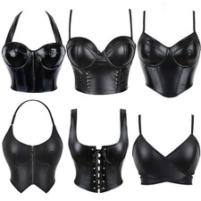 Pu-Leder Korsett Top Crop