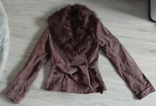 Wildleder Jacke Braun Damen, Größe 34, mit Fellkragen abnehmbar, neu, Knöpfe 