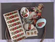 Echte Abziehbilder „Rosen“ Rarität! Ostern Dekoration für Ostereier + Anleitung