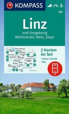 KOMPASS Wanderkarten-Set 202 Linz und Umgebung, Mühlviertel, Wels, Steyr (2 Kart