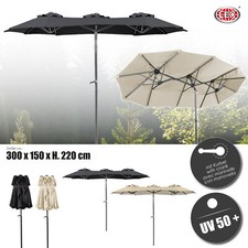 Doppelschirm Sonnenschirm Kurbelschirm 3 x 1,5 m knickbar Garten Oval
