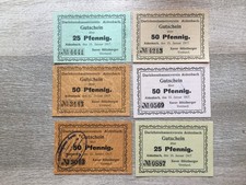 AIDENBACH: 6 verschiedene Kleingeldscheine Darlehenskasse vom Jahr 1917, selten